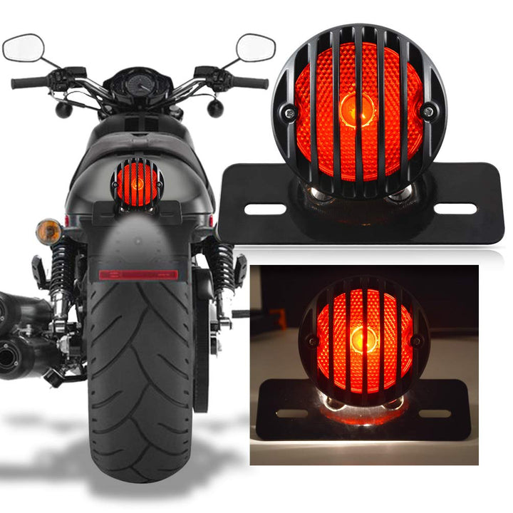 Katur Motorrad-Rücklicht für Harley Bobber Chopper Custom April IA Mana, Schwarz, 1 Stück