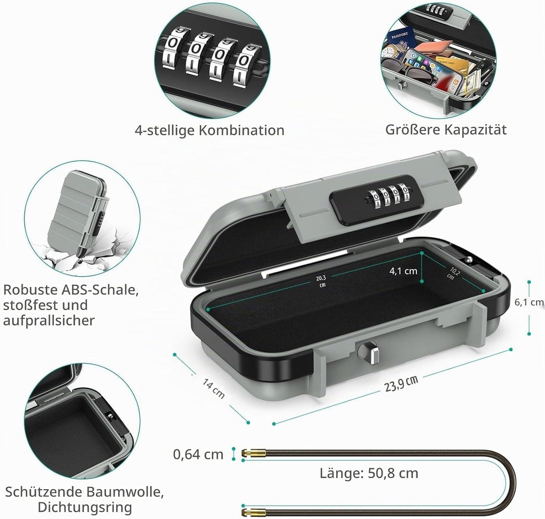 ORIA Tragbarer Tresor mit Zahlencode, Sicherheitsbox Outdoor Sicherheitssafe, mit abnehmbarem Drahts