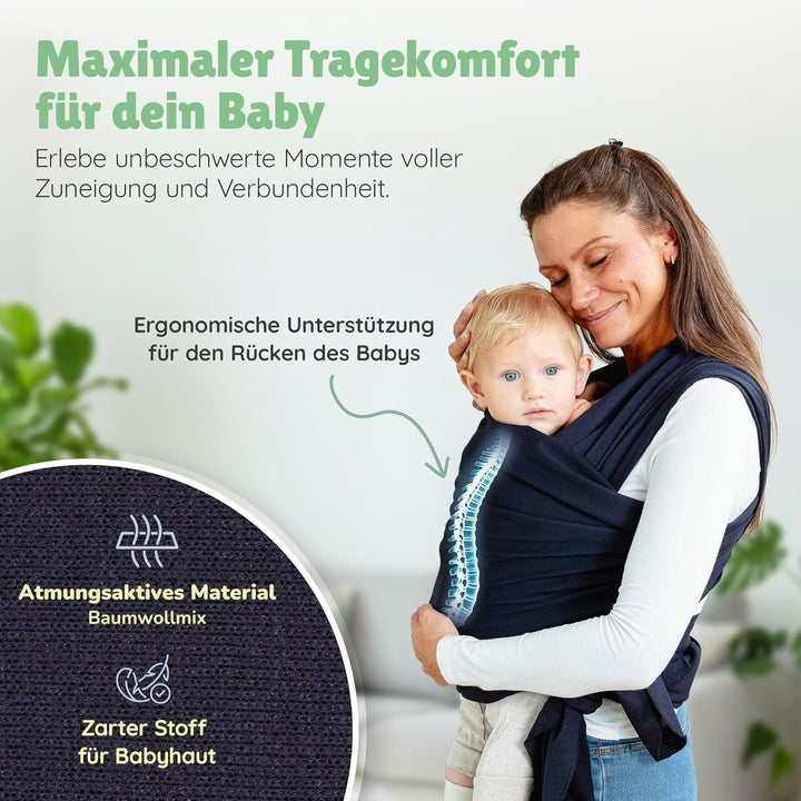 Tragetuch Neugeborene - Elastisches Baby Trage-Tuch ab Geburt, Atmungsaktive & ergonomische Koala-Ba