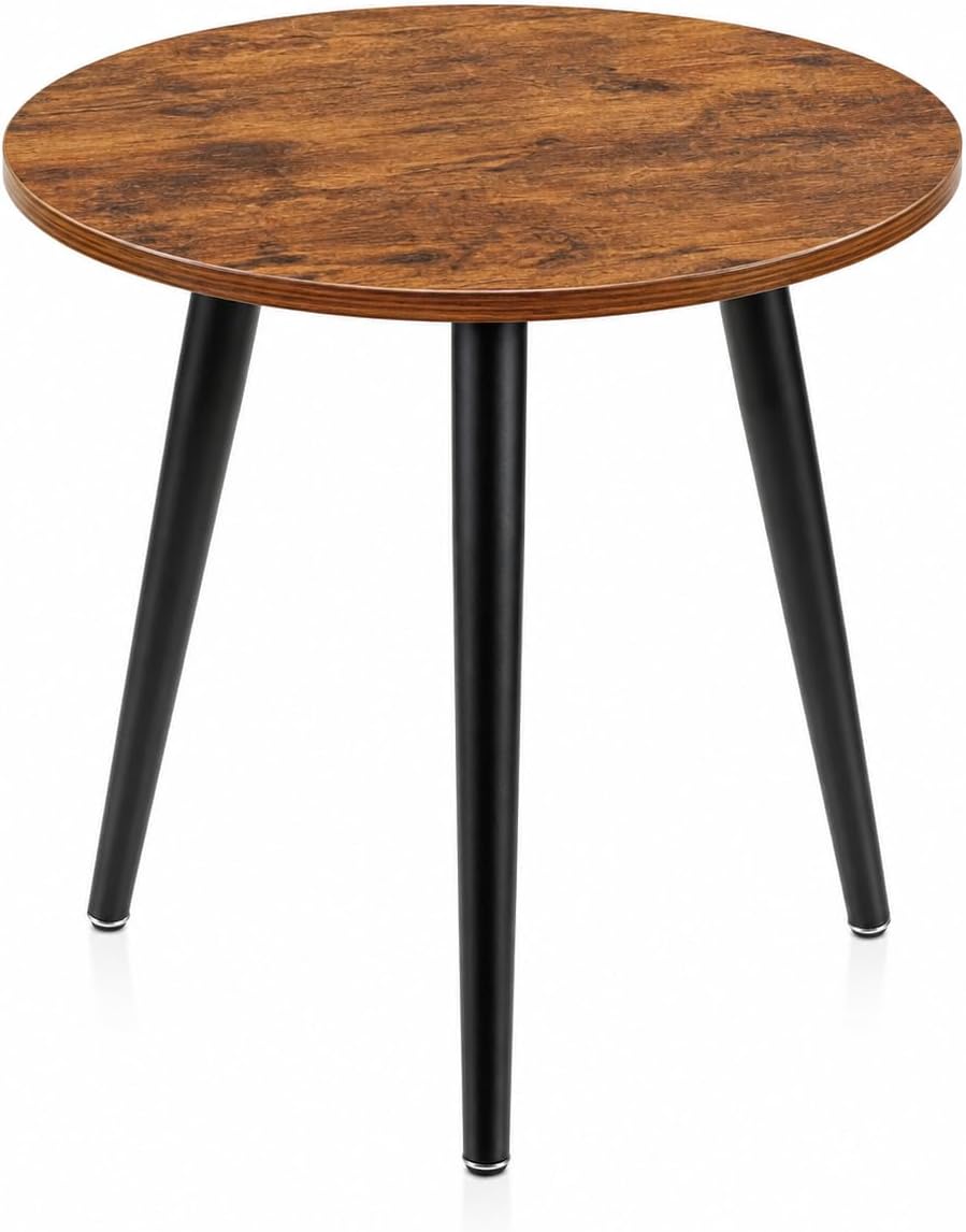 APICIZON Beistelltisch Rund Holz - Klein, Skandinavischer Stil, Vintage Braun, 42x42x51CM, Einfacher