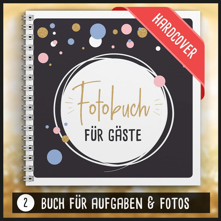 Fotospiel Set 18 Geburtstag by snaPmee - Fotoaufgaben, Hardcover-Gästebuch (21x21cm), Stift, Sticker