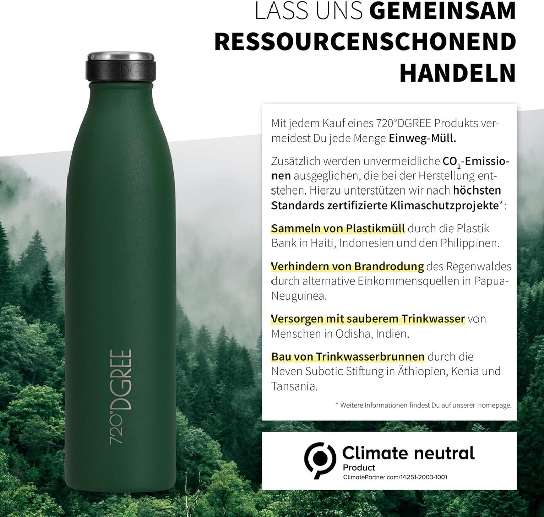 720°DGREE Edelstahl Trinkflasche “milkyBottle” - 1L - BPA-Frei, Auslaufsicher, Kohlensäure geeignet
