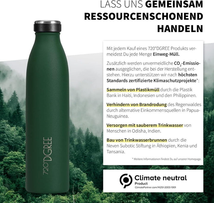 720°DGREE Edelstahl Trinkflasche “milkyBottle” - 1L - BPA-Frei, Auslaufsicher, Kohlensäure geeignet