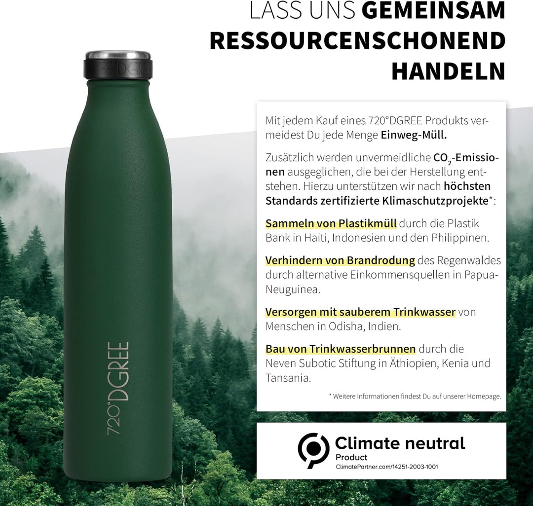 720°DGREE Edelstahl Trinkflasche “milkyBottle” - 750ml - BPA-Frei, Auslaufsicher, Kohlensäure geeign