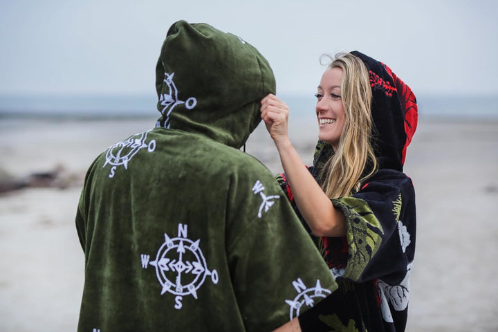ATLANTIC SHORE | Surf Poncho | Badeponcho mit Kapuze aus 100% Baumwolle | Unisex | Special Editions