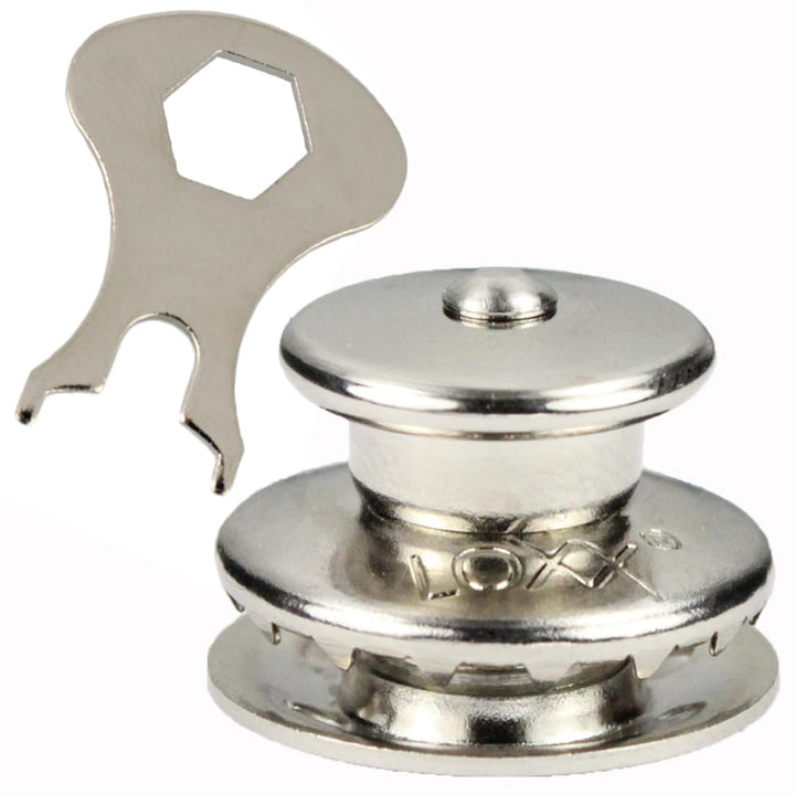 25 Stück LOXX® Oberteil Knopf mit grosser Griffkappe, Standardscheibe für Material bis 2,5 mm - Mess