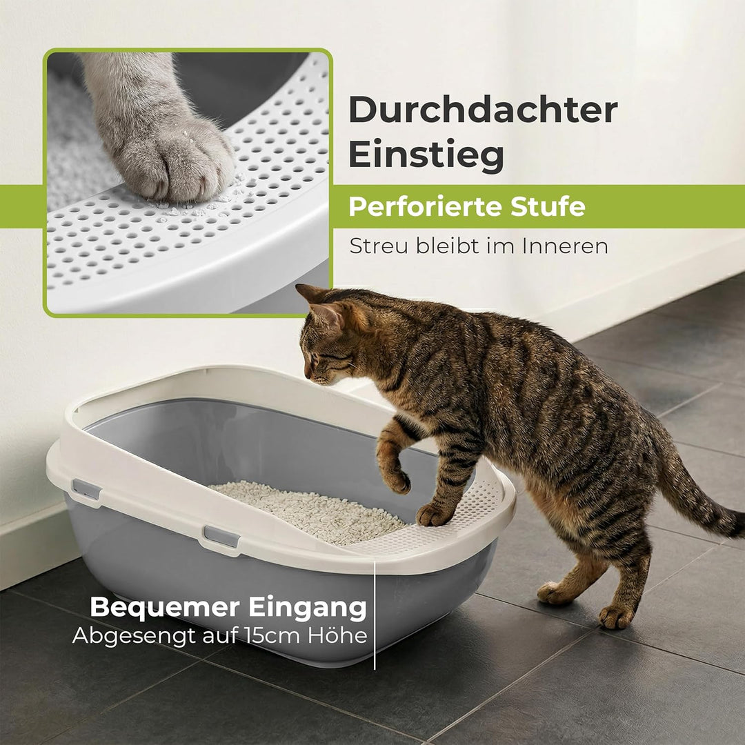 Katzentoilette XXL Jumbo Schale 65 cm graubeige inkl. Schaufel, graubeige