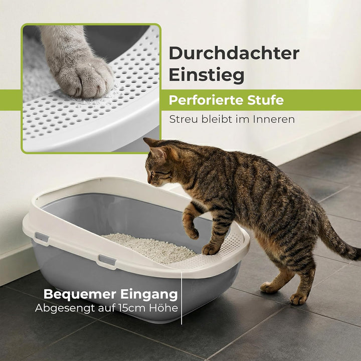 Katzentoilette XXL Jumbo Schale 65 cm graubeige inkl. Schaufel, graubeige