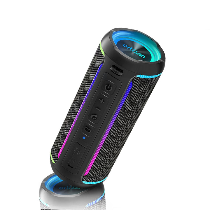 Ortizan Bluetooth Lautsprecher, Musikbox mit LED-Licht, Bluetooth 5.3, 30 Stunden Spielzeit, tragbar