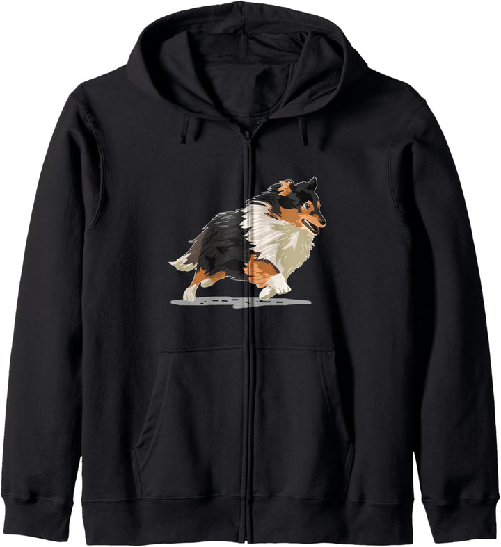 Sheltie Dog Illustration für einen Hundebesitzer Kapuzenjacke