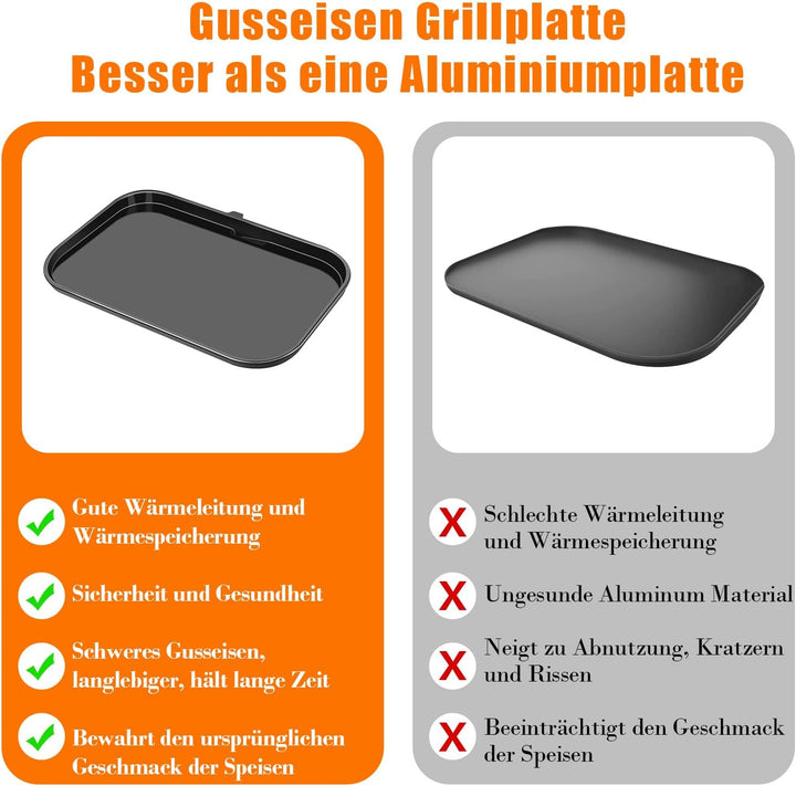 GFTIME Gusseiserne Grillplatte für Ninja Woodfire Pro XL, OG800 und OG900 Serie (OG850/OG901), Outdo
