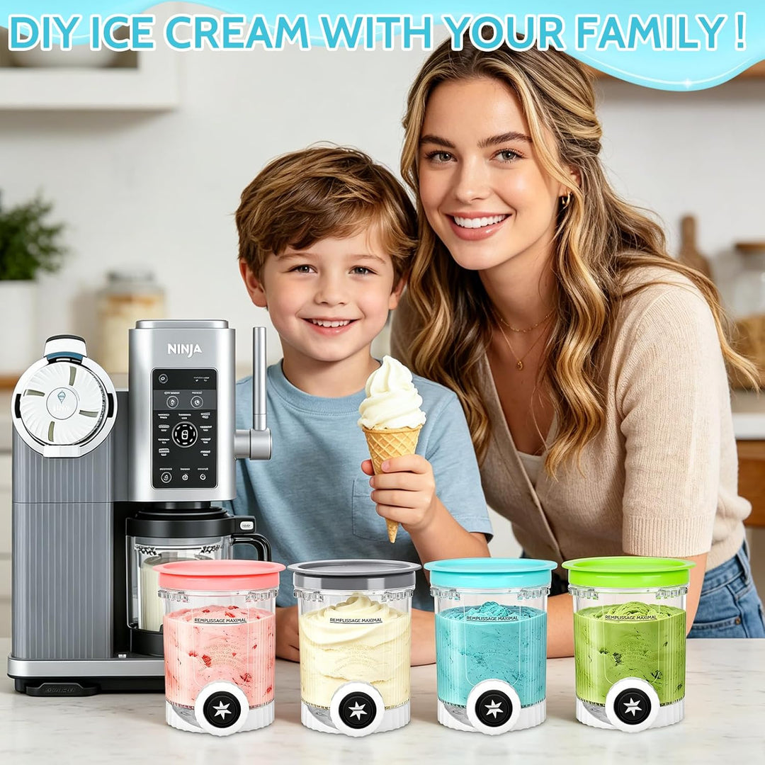 4er Set Behälter für Ninja Creami Swirl NC700 NC701EU, 480 ml Eisbehälter Ersatzbehälter mit farbige