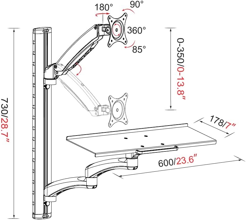 HFTEK - FY02CWS - Monitor Halter Wandhalterung für Bildschirme von 13-27 Zoll mit VESA 75/100 - Tast