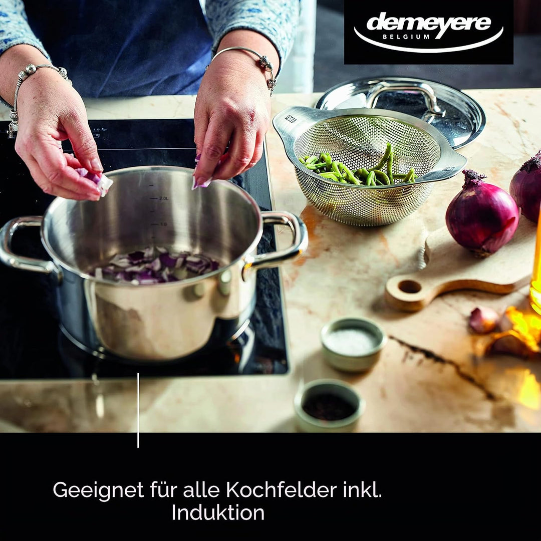 Demeyere Alu Classico 3 Kochtopf fuer Induktion und anderen Herdarten, Topf mit Deckel aus pflegelei
