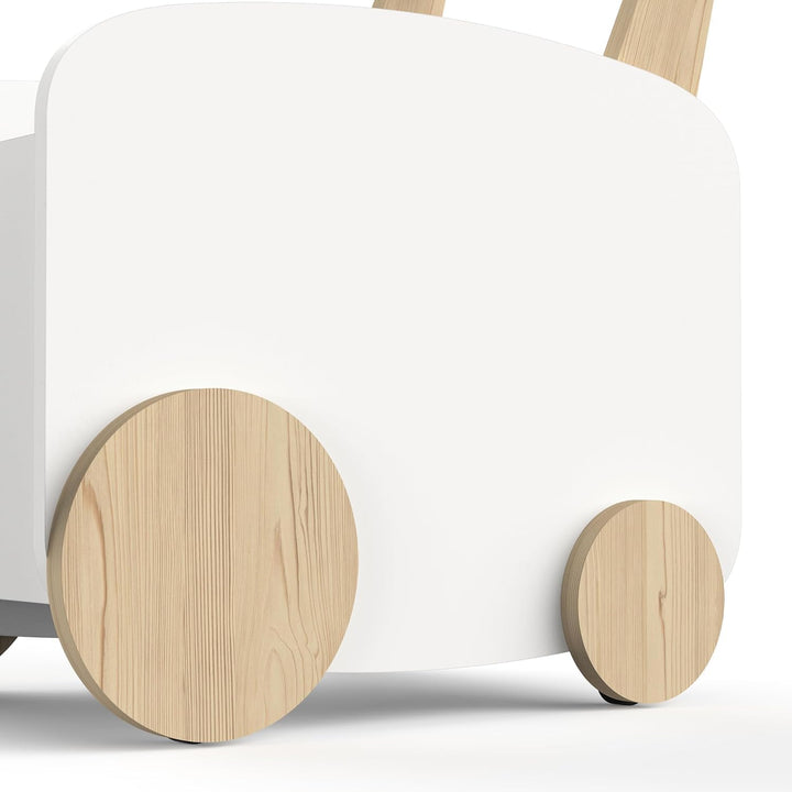 habeig Lauflernwagen, Spieltruhe, Spielzeugbox für Kinderzimmer, MDF & Echtholz, 50x53x35 cm, Rollba