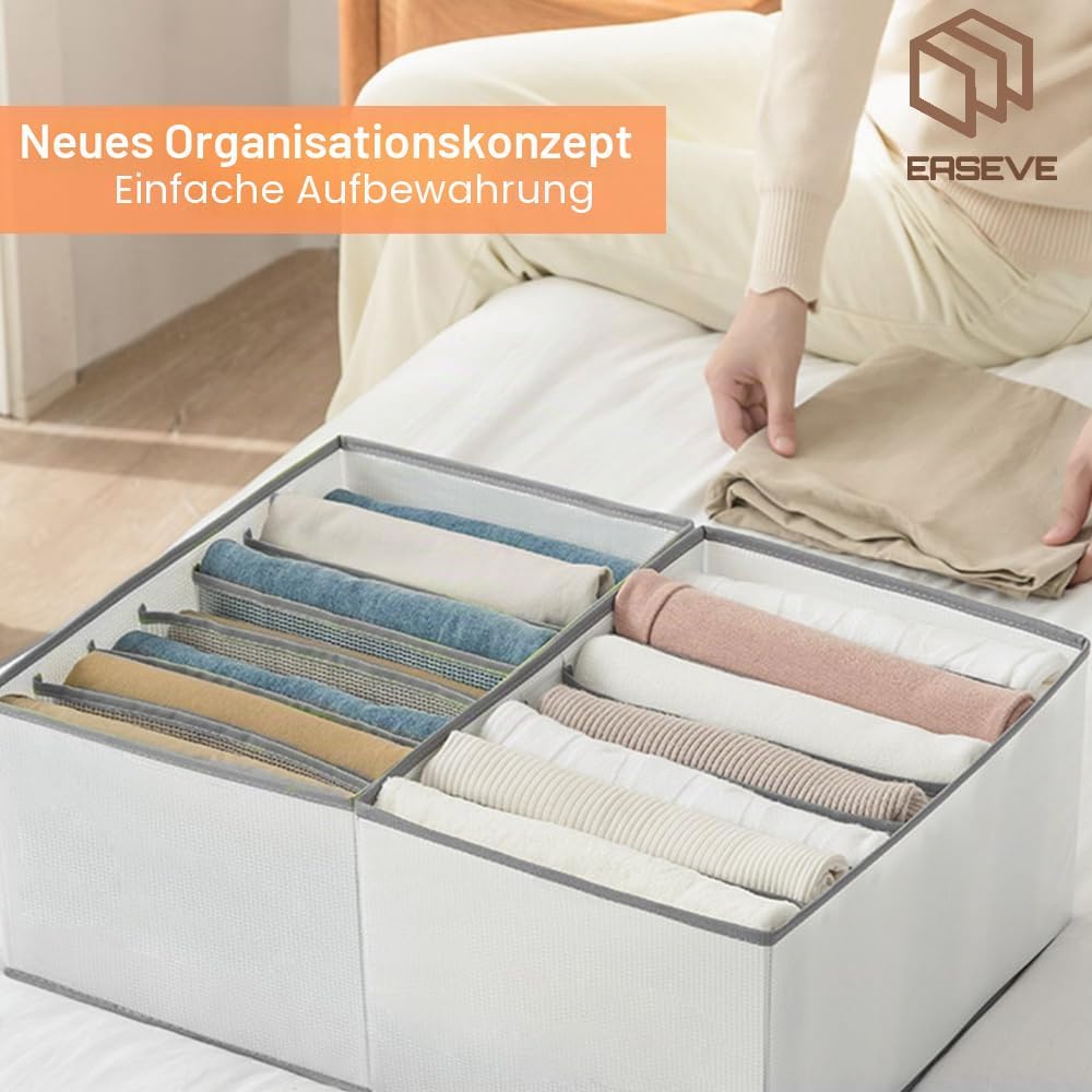 [4 Stück] Schrank Organizer Kleiderschrank Kleidung Aufbewahrung - 7 Fächer Faltbare Schubladen Ordn