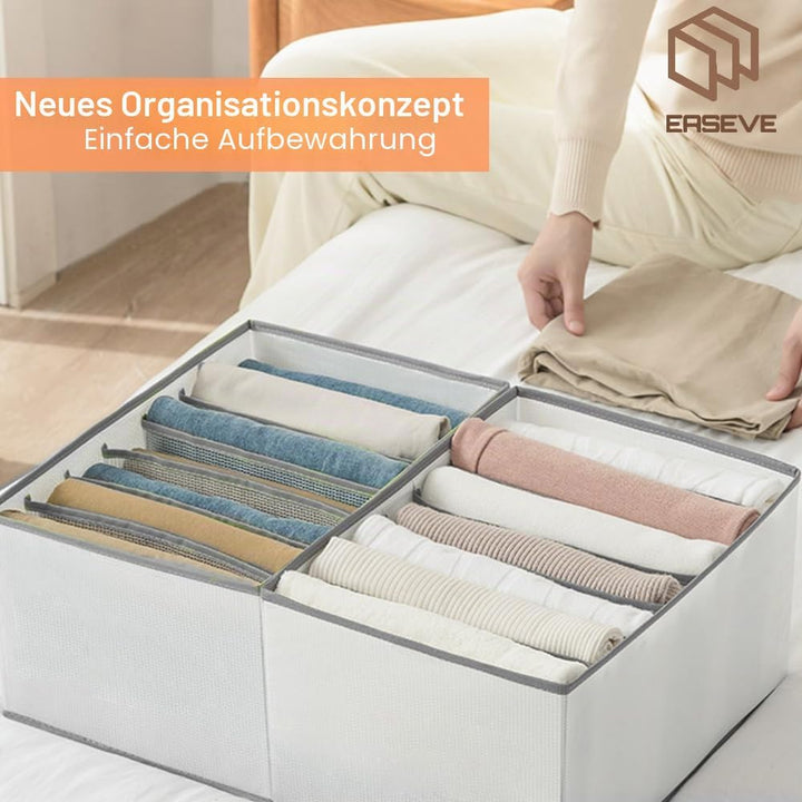 [4 Stück] Schrank Organizer Kleiderschrank Kleidung Aufbewahrung - 7 Fächer Faltbare Schubladen Ordn