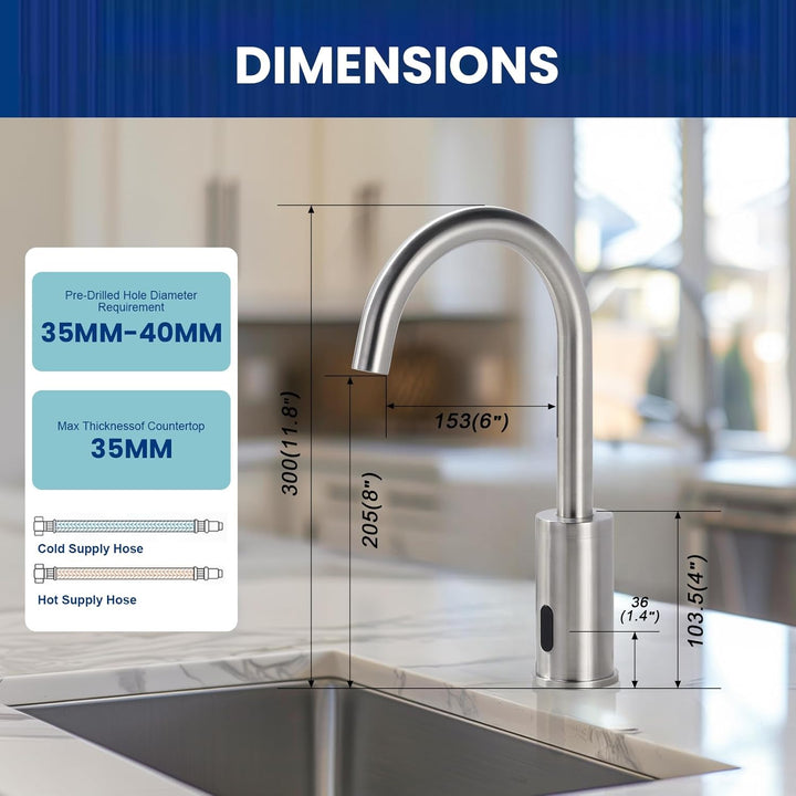 iVIGA Wasserhahn Sensor, Badarmatur Infrarot Sensor für Badezimmer Wasserhahn Bad Automatisch mit St