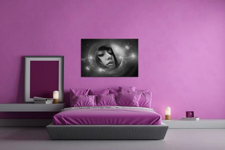 deyoli fantasievolle Science-Fiction Welt Format: 80x60 als Leinwand, Effekt: Schwarz&Weiss, Motiv f