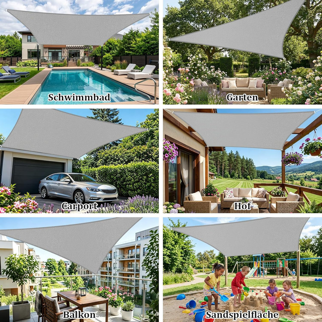 Shade&Beyond Sonnensegel Wasserdicht Dreieckig 3x3x3m, 95% UV-Schutz PES Polyester inkl Befestigungs