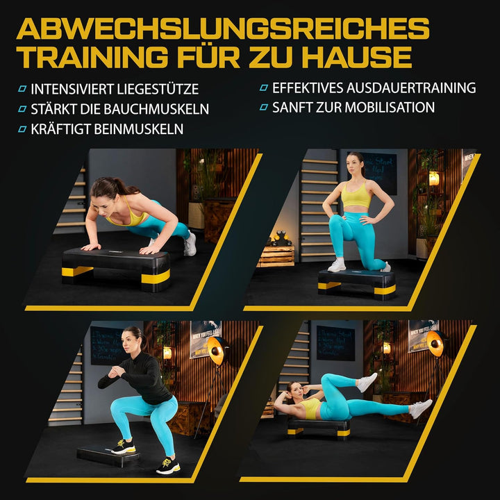 Steppbrett für zuhause höhenverstellbar TX-030AS | 68×28×10/15/20cm Aerobic Stepper 3 Stufen, rutsch