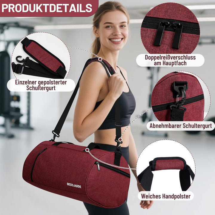Sporttaschen für Damen und Herren, 25L Reisetasche Duffel Bag Übernachtungstasche mit Schuhfach &amp; Na