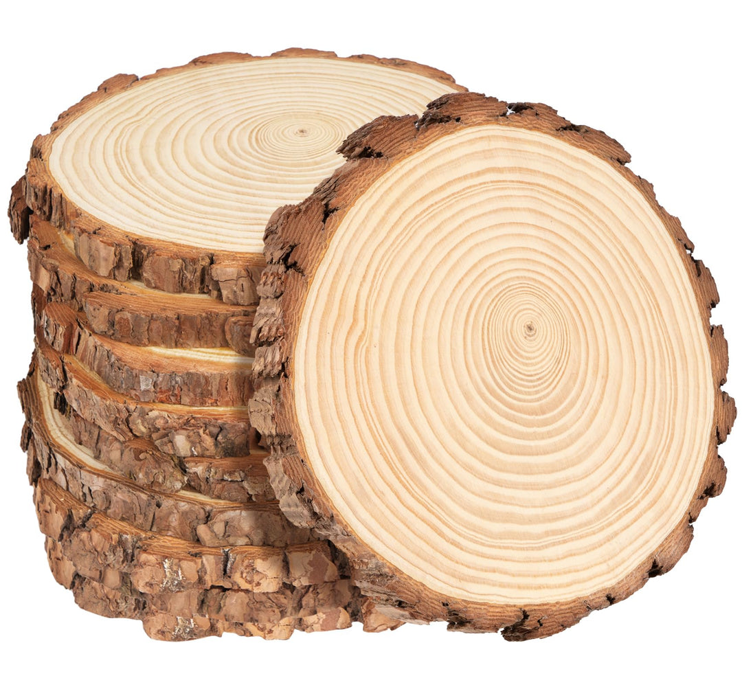 10er Set Holzscheiben 15cm, Runde Holzstücke 1cm Dick, Baumscheiben ohne Loch 14-15cm, Baumscheiben
