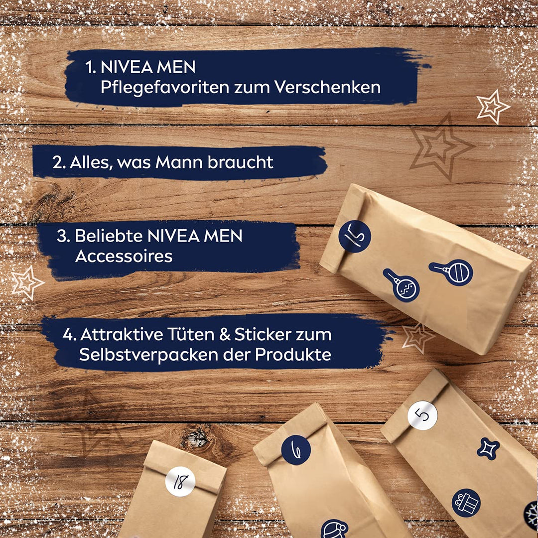 NIVEA MEN Adventskalender 2021 für 24 einzigartige Verwöhnmomente, Weihnachtskalender mit ausgewählt