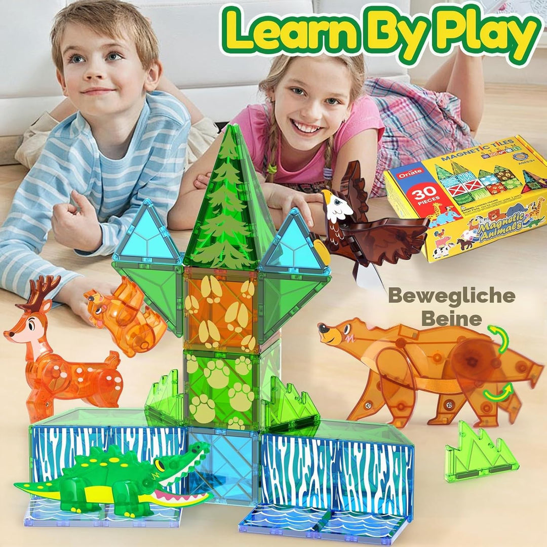 Oriate Magnetspiel Jungle Animal Magnetische Bausteine, Magnetspiel Tiere Magnetbausteine Kinder, Mo