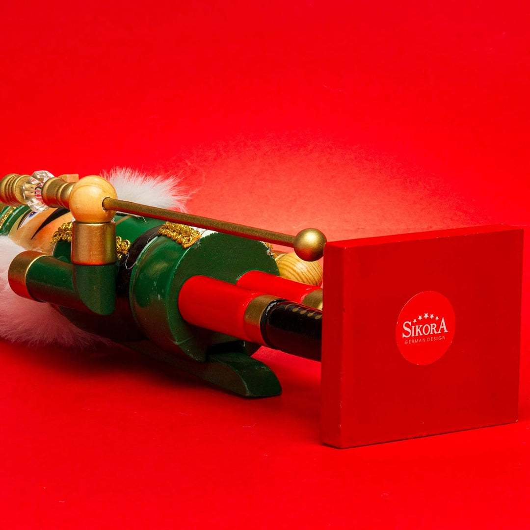 Sikora NK-D aufwändig gestaltete Deko Nussknacker Figur aus Holz, Farbe/Modell:D01 grün/rot - KÖNIG,