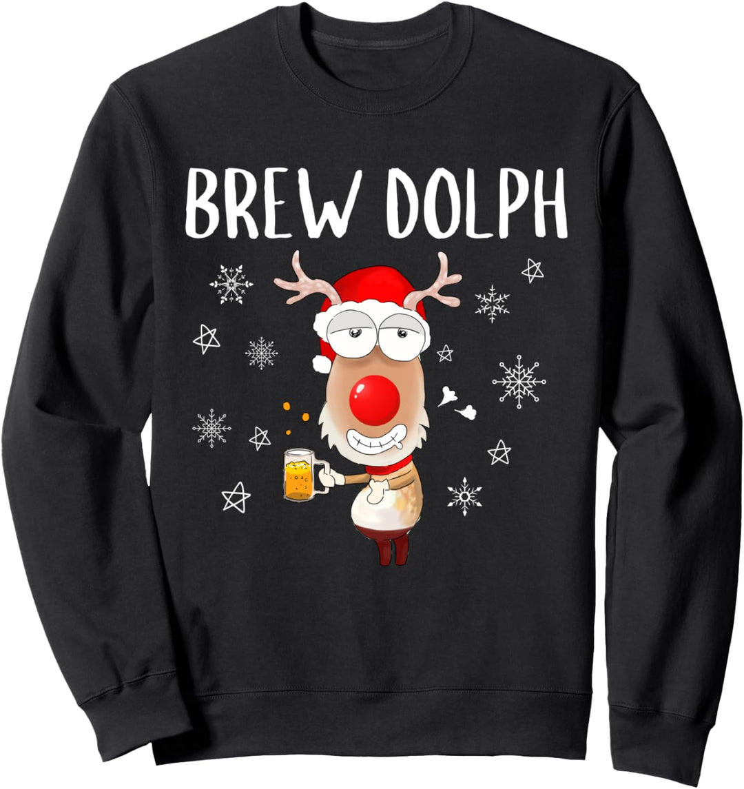 Brew Dolph Lustiges Rudolph Rentier Trinken Handwerk Bier Sweatshirt