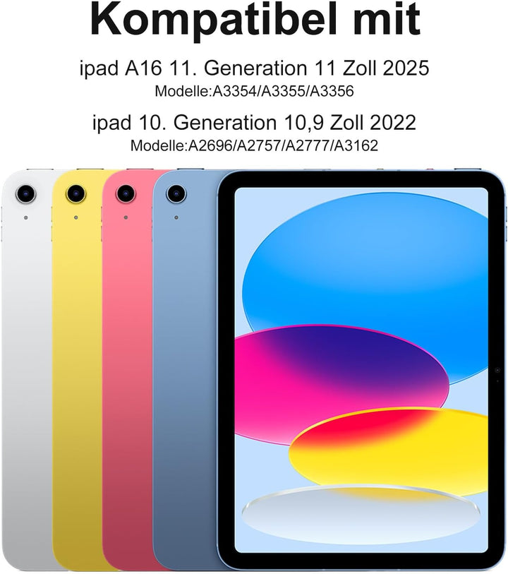 aMZCaSE für iPad 10. Generation 2022/A16 11.Generation 2025 (10,9/11 Zoll) Hülle mit Tastaturhülle,T