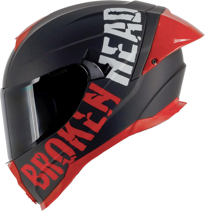 Broken Head BeProud Pro Sport Rot - Motorradhelm Mit Sonnenblende und Spoiler – Inkl. 2 Visiere (Sch