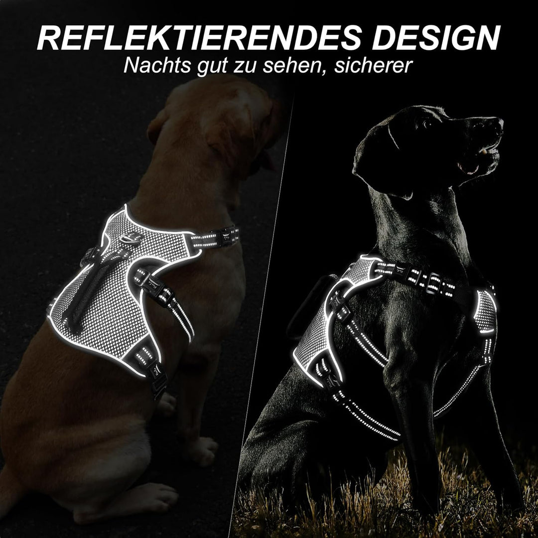 HEELE Hundegeschirr, Ausbruchsicher, Schnalle im Halsbereich, Reflektierend, Brustgeschirr mit Robus