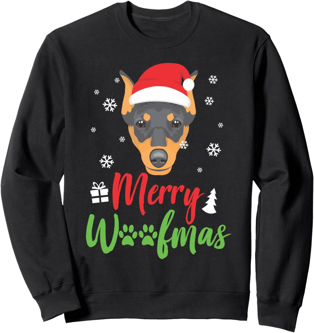 Weihnachtshund Pinscher Frohe Woofmas Geschenk Sweatshirt