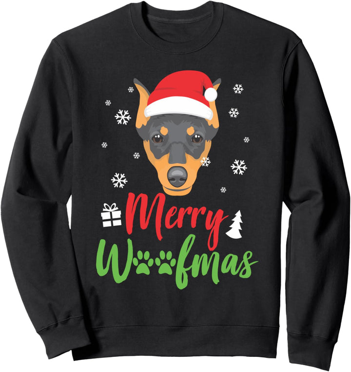 Weihnachtshund Pinscher Frohe Woofmas Geschenk Sweatshirt