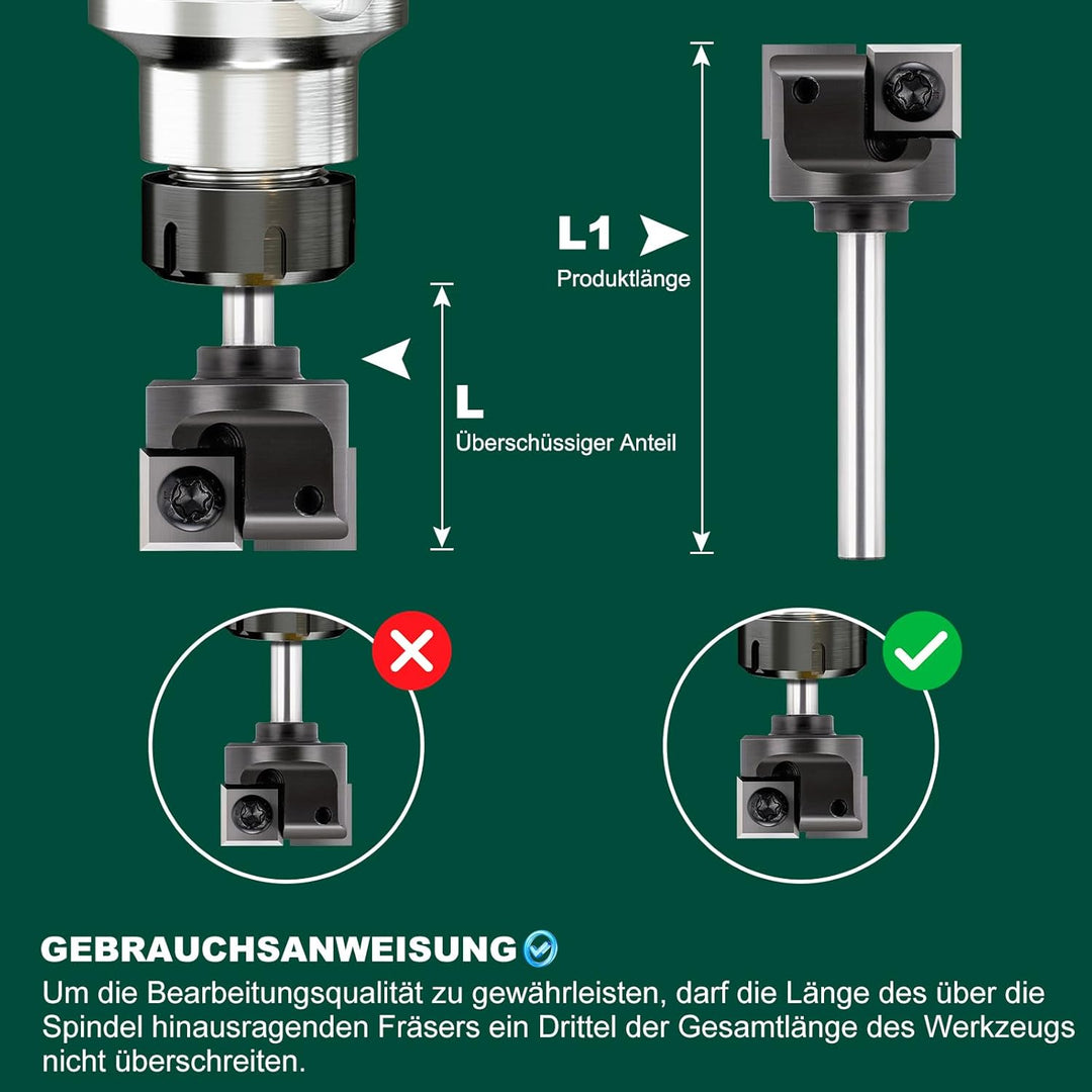 BALUGAEA Planfräser für Oberfräsen mit 6 mm Schaft – 25,4 mm Schnittdurchmesser – ausgestattet mit 2