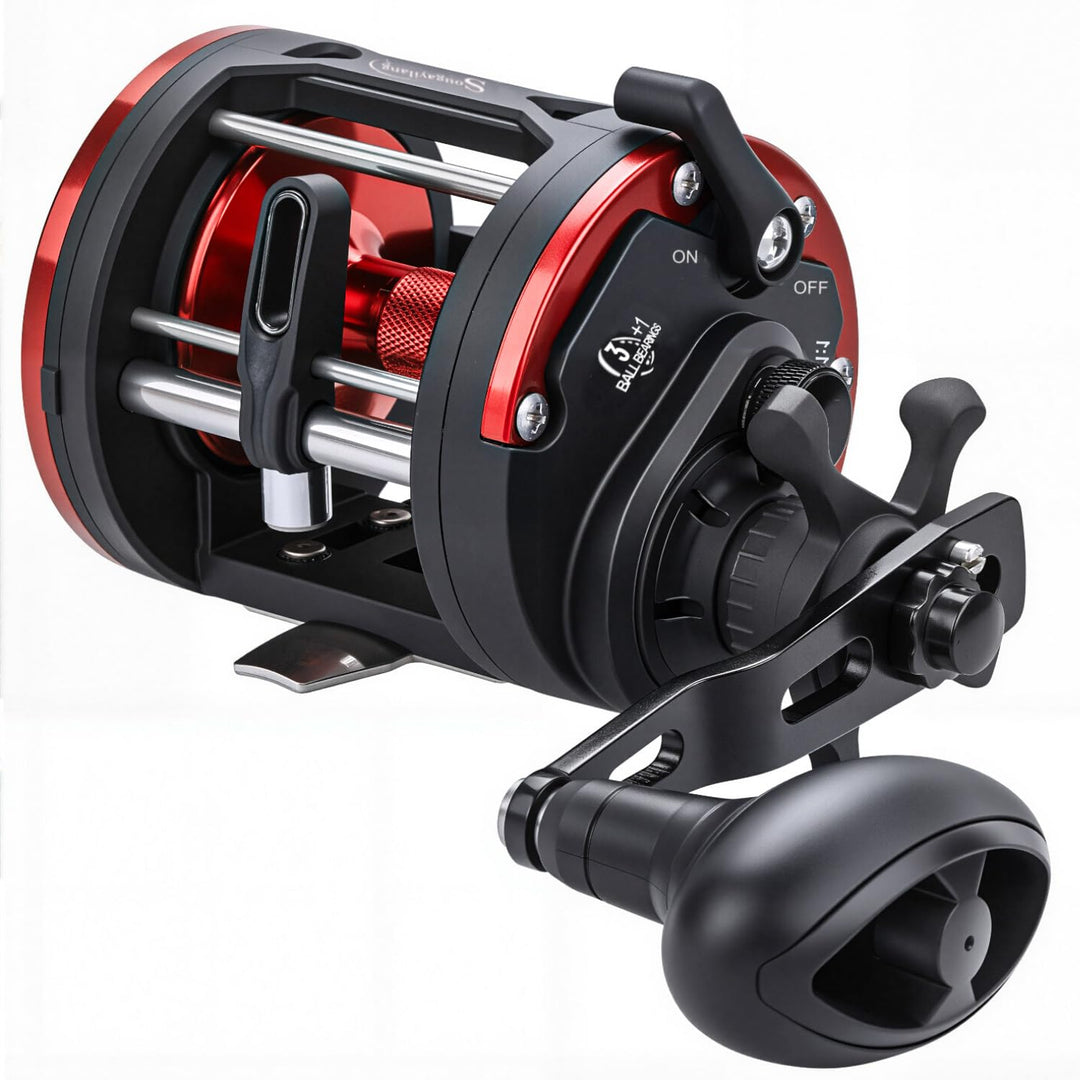 Sougayilang Trolling Reel Level Wind Conventional Reel Graphit Body Fishing Reel, Durable Stainless-