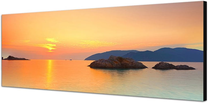 Paul Sinus Art Panoramabild auf Leinwand und Keilrahmen 150x50cm Vietnam Meer Sonnenaufgang