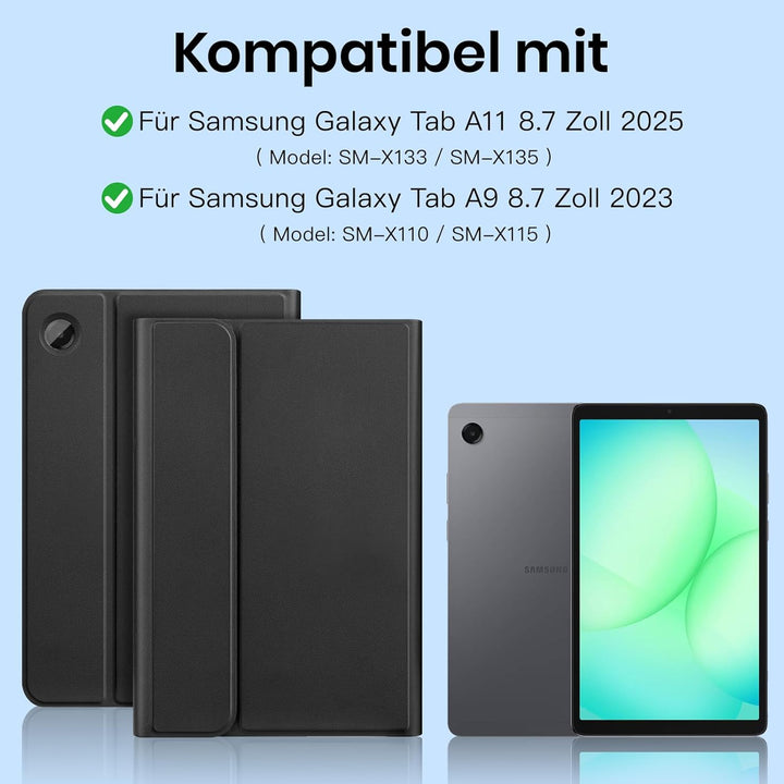 Tastatur für Samsung Galaxy Tab A11 8.7 Zoll 2025, Hülle mit Tastatur für Samsung Galaxy Tab A11/A9,