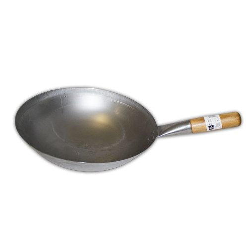 Wok 33cm, Stahl, runder Boden, H&S