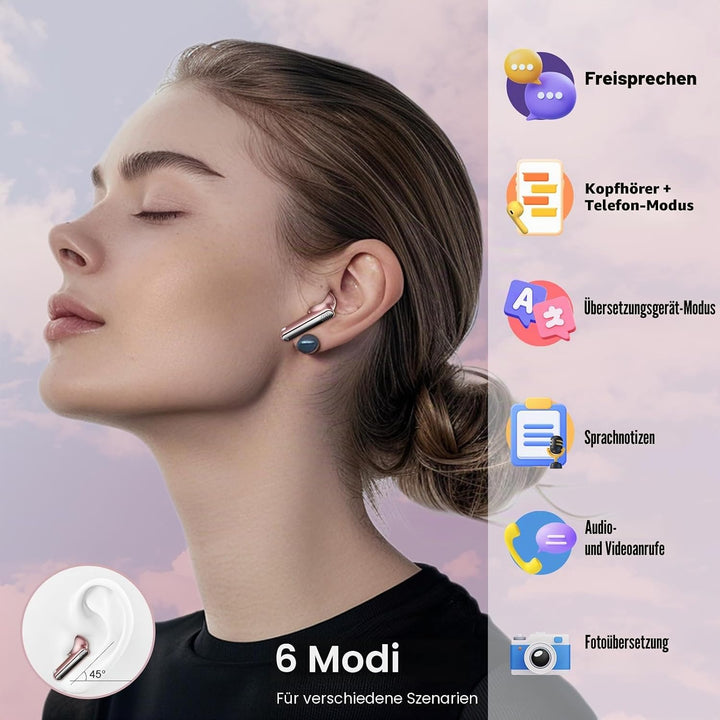 AI Kopfhörer Übersetzer, 3-in-1 Sprachübersetzer Kopfhörer 165 Sprachen mit App,7 Übersetzungsmodi E