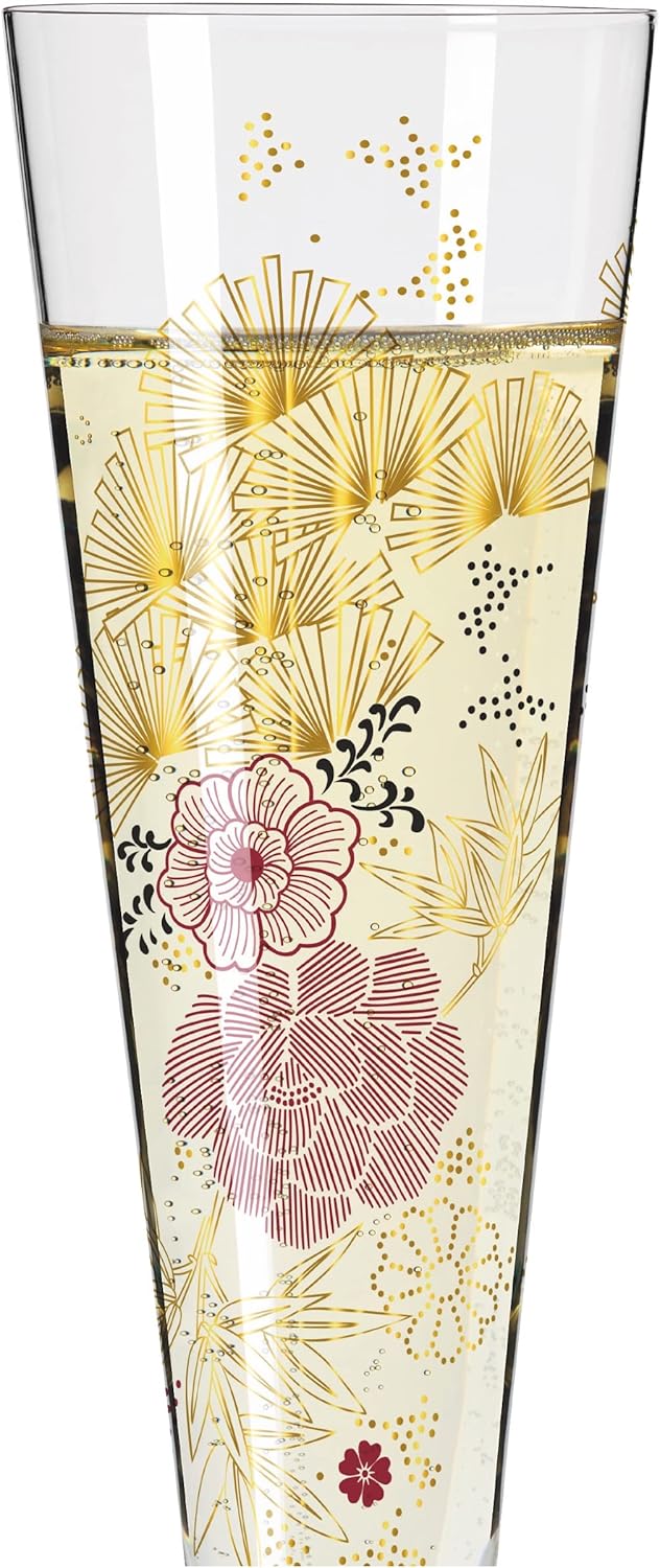 RITZENHOFF 1071020 Champagnerglas 200 ml - Serie Goldnacht Nr. 20 - Edles Designerstück mit Echt-Gol