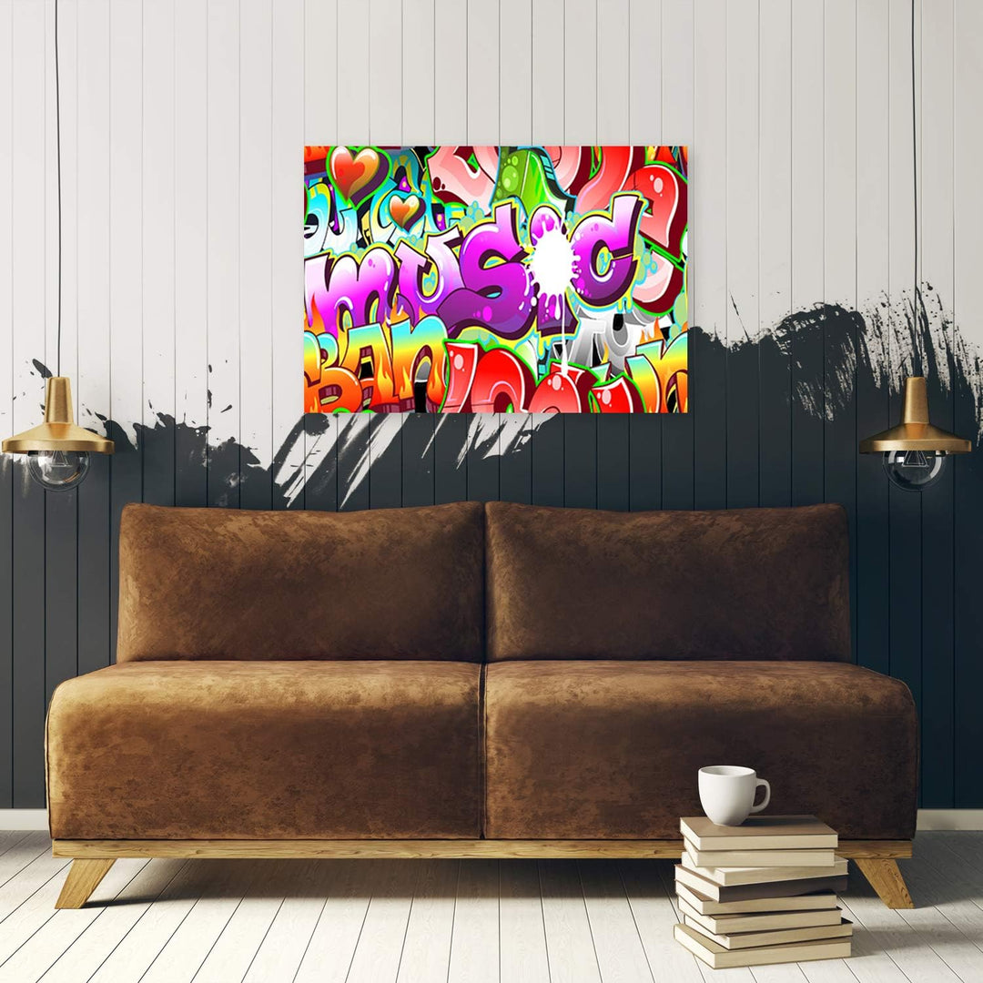 Leinwandbild XXL Graffiti Wandbild Kunst abstrakt Violett 120x80 cm M14500 120x80 cm, M14500 120x80