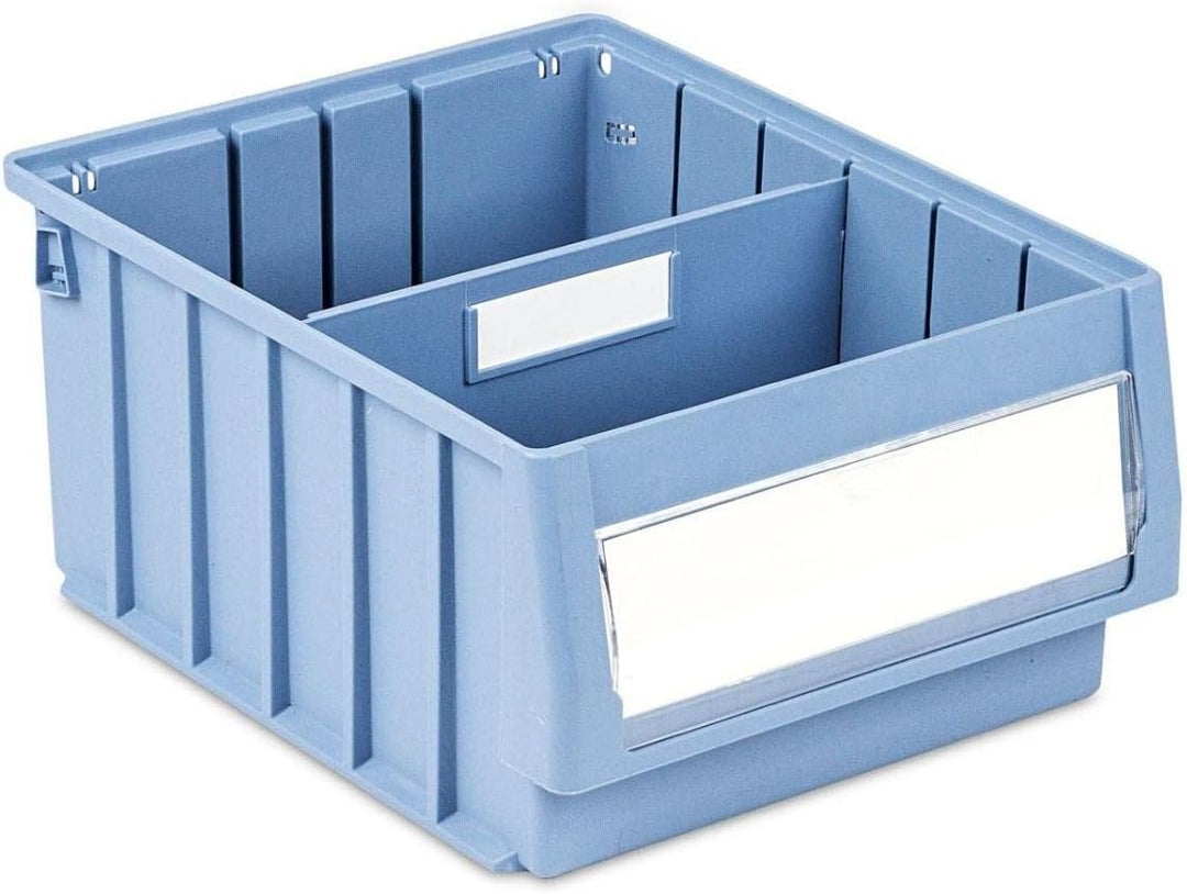 SparSet 5x Regalkasten 300 BH mit Etikett & Schutzhaube | HxBxT 14x23,4x30cm | 7,1 Liter | Sichtlage
