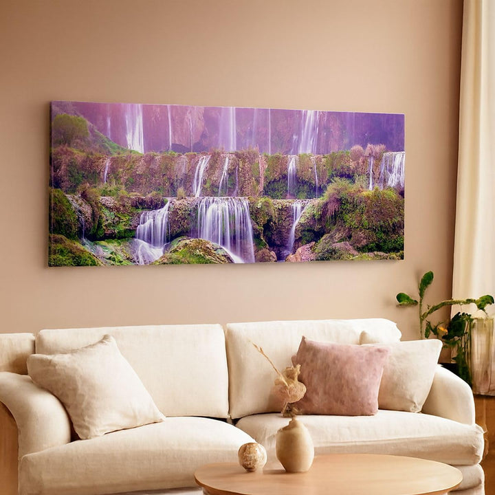 Panorama Bilder auf Leinwand 100x40cm Leinwandbild Wasserfall Natur Gross Wanddeko Bild Schlafzimmer