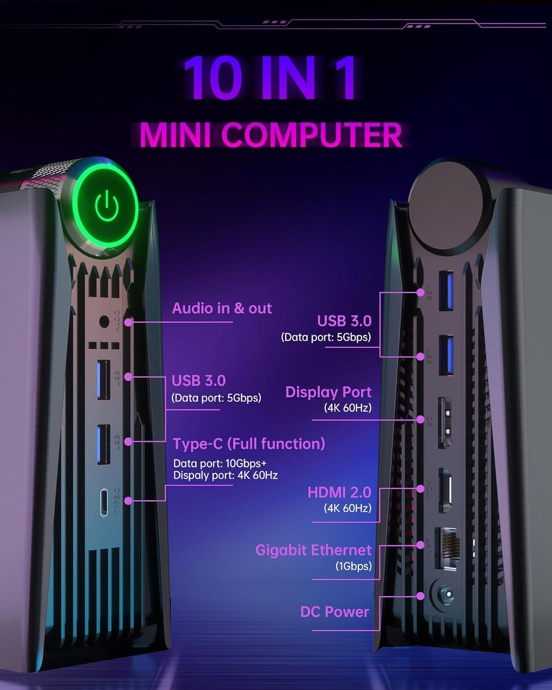 ACEMAGICIAN Mini PC AMD Ryzen 7 5700U (bis zu 4,3 GHz), 16GB DDR4 512GB SSD Micro Desktop Computer【3