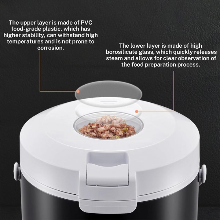 Reiskocher, Reiskocher für Auto, 200 W, Reiskochers Kapazität 2/3 l, tragbarer elektrischer Reiskoch