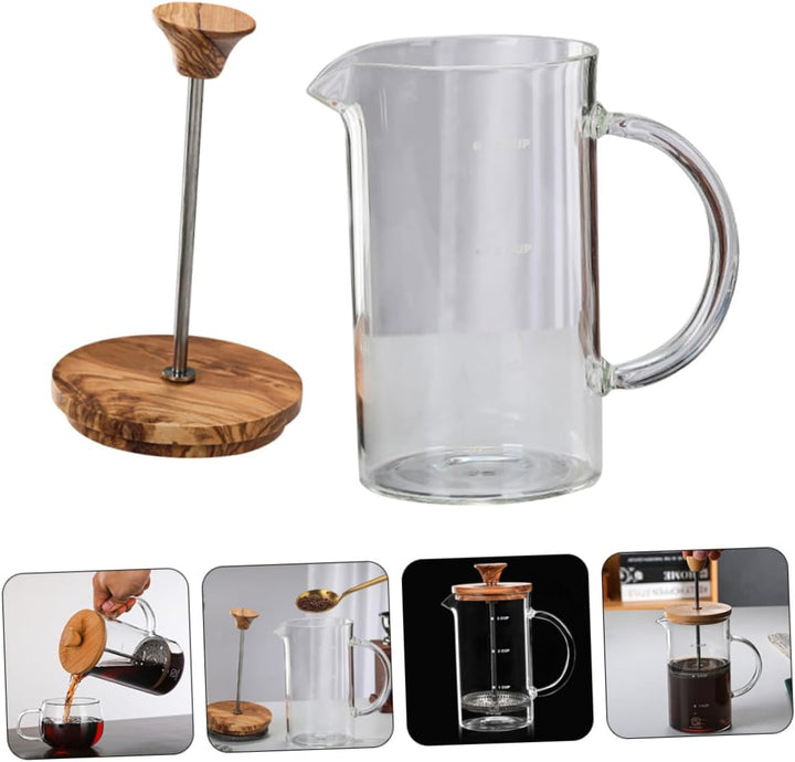 Alipis Kaffeeglas Pressekessel aus Hochborosilikat Glas mit Holzgriff Einfache Struktur und Kälte So