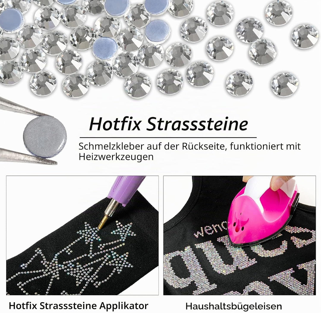 Beadsland Hotfix Strasssteine Bulk,14400pcs Klare Hot Fix Strasssteine für Kunsthandwerk Kleidung DI
